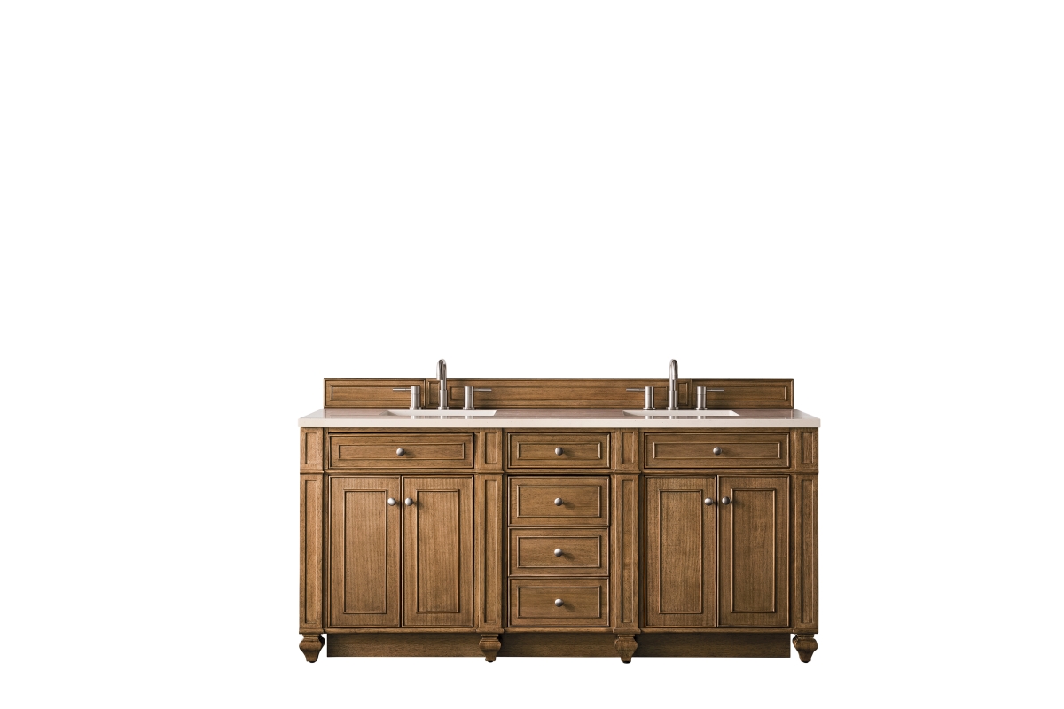 157-V72-SBR-3EMR 72 in. Bristol Double Vanity with 3 CM Eternal Marfil Quartz Top  Saddle Brown -  James Martin Vanities