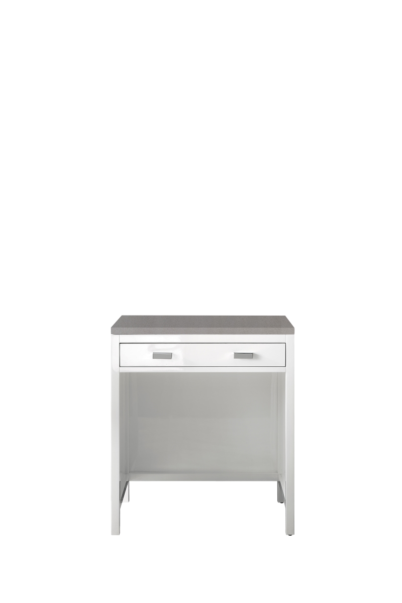 E444-CU30-GW-3GEX 30 in. Addison Free-standing Countertop Unit with 3 cm Grey Expo Quartz Top  Glossy White -  James Martin Vanities