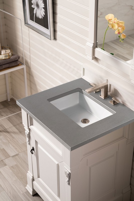 147-V26-BW-3GEX 26 in. Brookfield Single Vanity with Grey Expo Quartz Top  Bright White -  James Martin Vanities