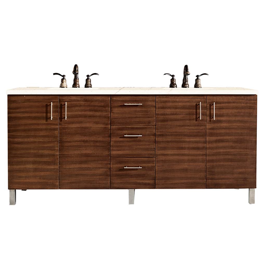 850-V72-AWT-3EMR 72 in. Metropolitan Double Vanity with 3 cm Eternal Marfil Quartz Top  American Walnut -  James Martin Vanities