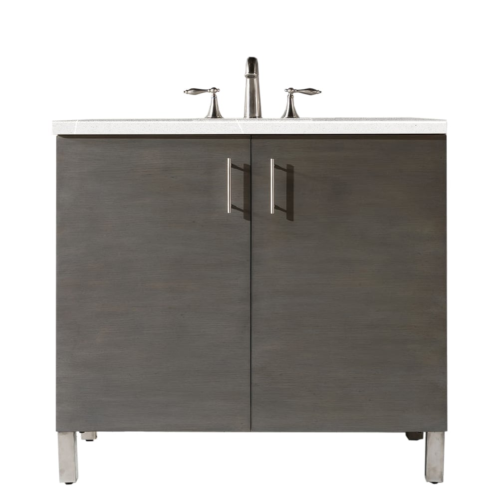 850-V36-SOK-3ESR 36 in. Metropolitan Single Vanity with 3 CM Eternal Serena Quartz Top  Silver Oak -  James Martin Vanities