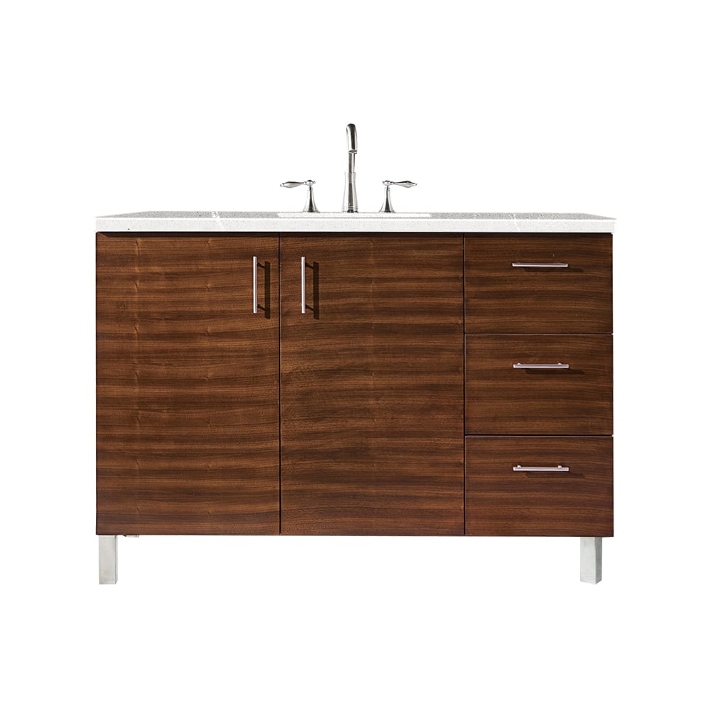 850-V48-AWT-3ESR 48 in. Metropolitan Single Vanity with 3 cm Eternal Serena Quartz Top  American Walnut -  James Martin Vanities