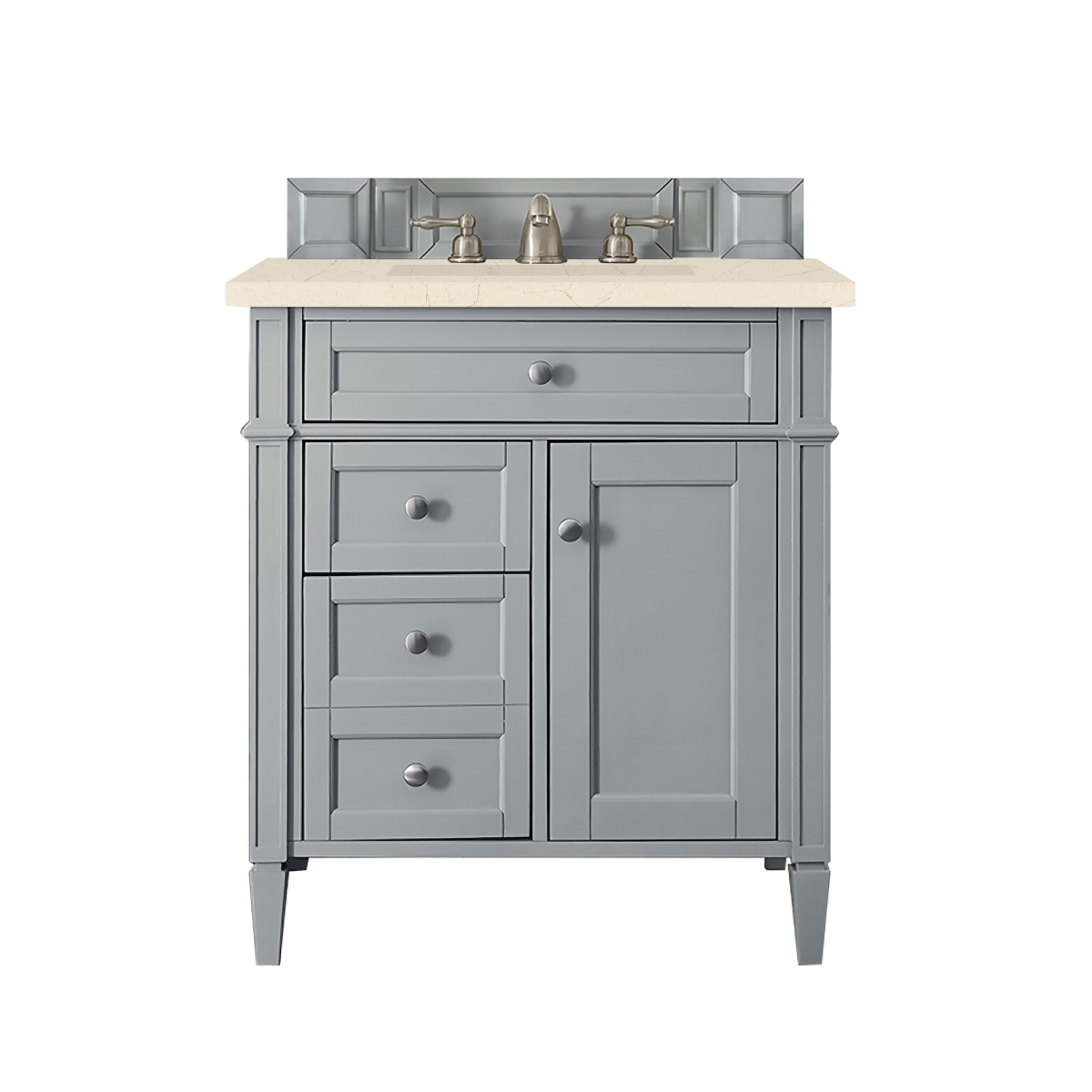 650-V30-UGR-3EMR 30 in. Brittany Single Vanity with 3 CM Eternal Marfil Quartz Top  Urban Gray -  James Martin Vanities