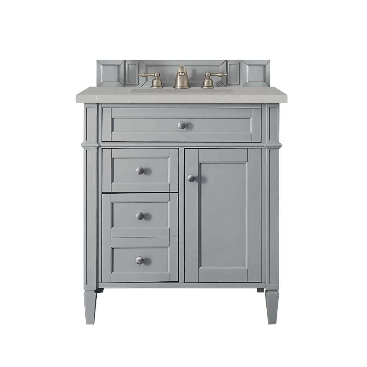 650-V30-UGR-3ESR 30 in. Brittany Single Vanity with 3 CM Eternal Serena Quartz Top  Urban Gray -  James Martin Vanities