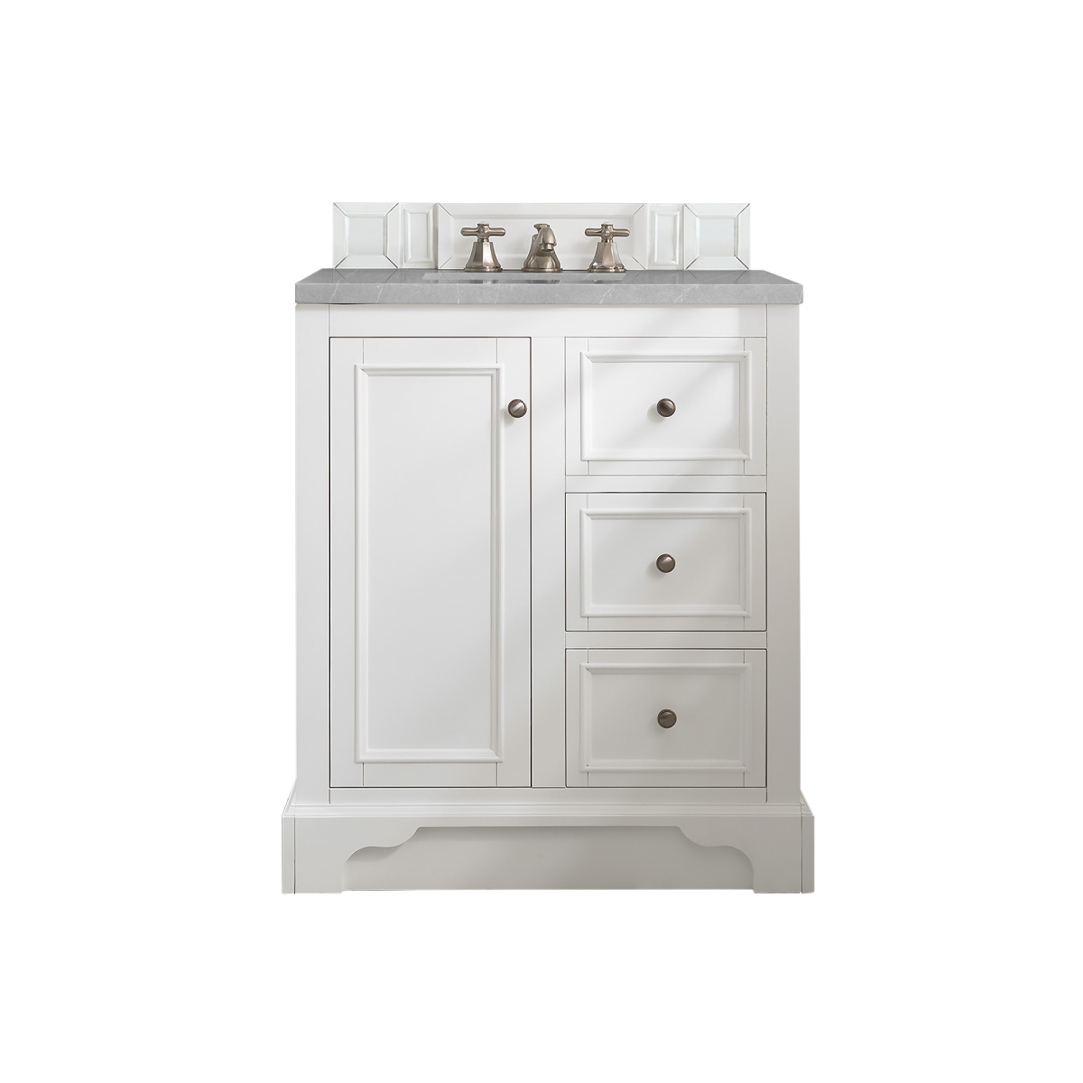 825-V30-BW-3ESR 30 in. De Soto Single Vanity with 3 cm Eternal Serena Quartz Top  Bright White -  James Martin Vanities