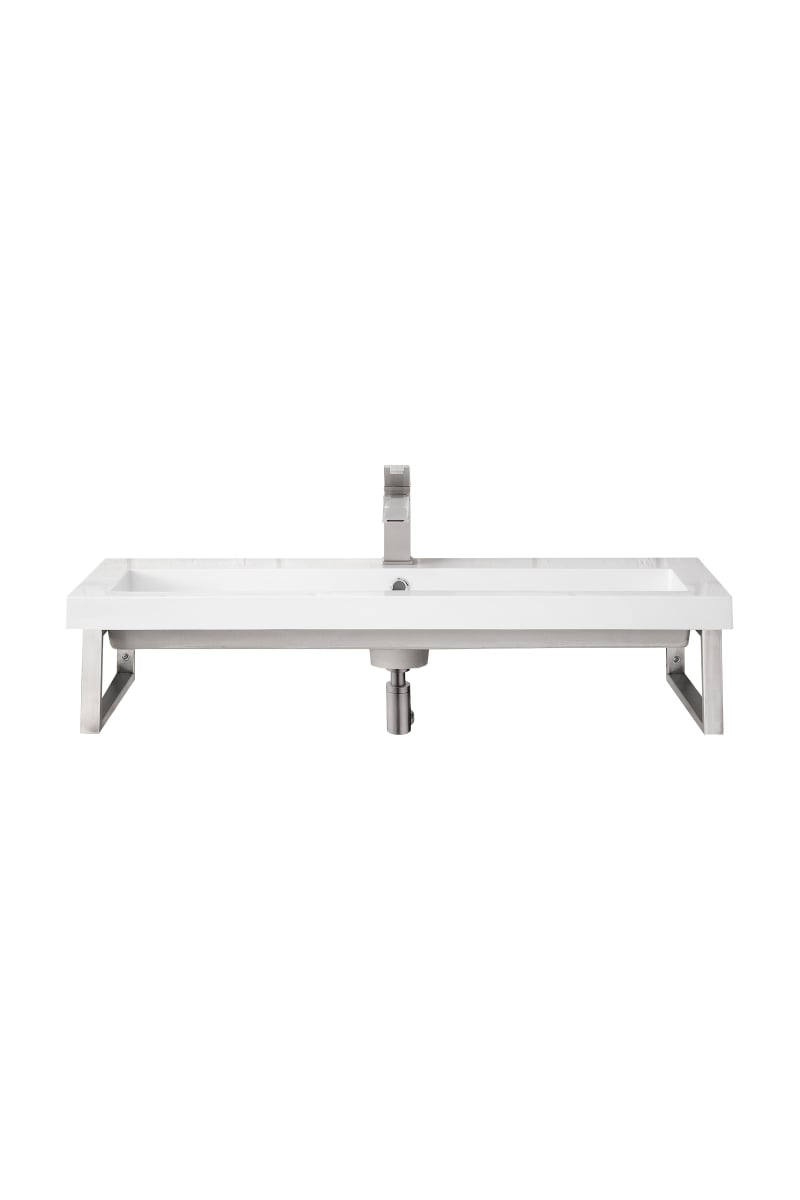 Picture of James Martin Furniture 055BK16BNK39.5WG2 15.25 in. Two Boston Wall Brackets Brushed Nickel with 39.5 in. White Glossy Composite Countertop