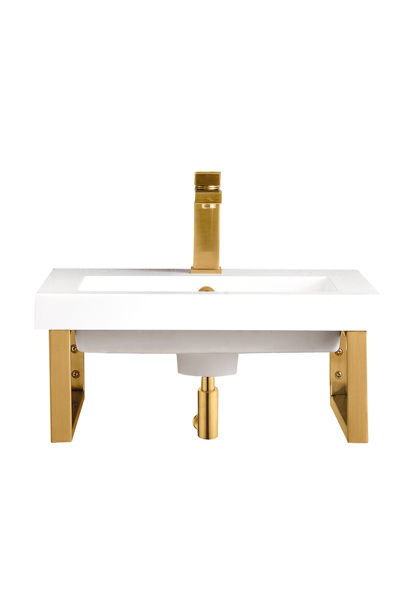 Picture of James Martin Furniture 055BK16RGD20WG2 15.25 in. Two Boston Wall Brackets with 20 in. White Glossy Composite Countertop, Radiant Gold
