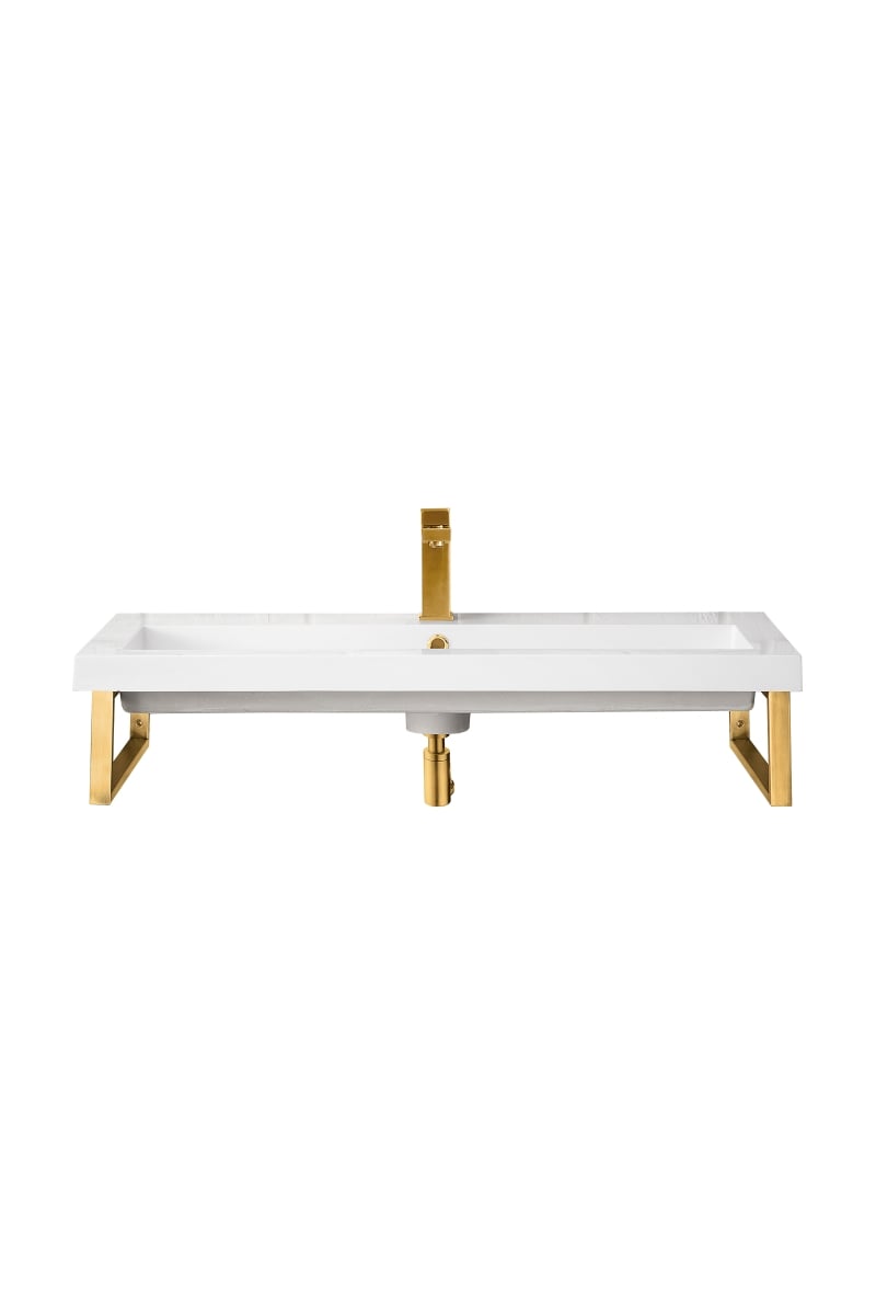 Picture of James Martin Furniture 055BK16RGD39.5WG2 15.25 in. Two Boston Wall Brackets Radiant Gold with 39.5 in. White Glossy Composite Countertop