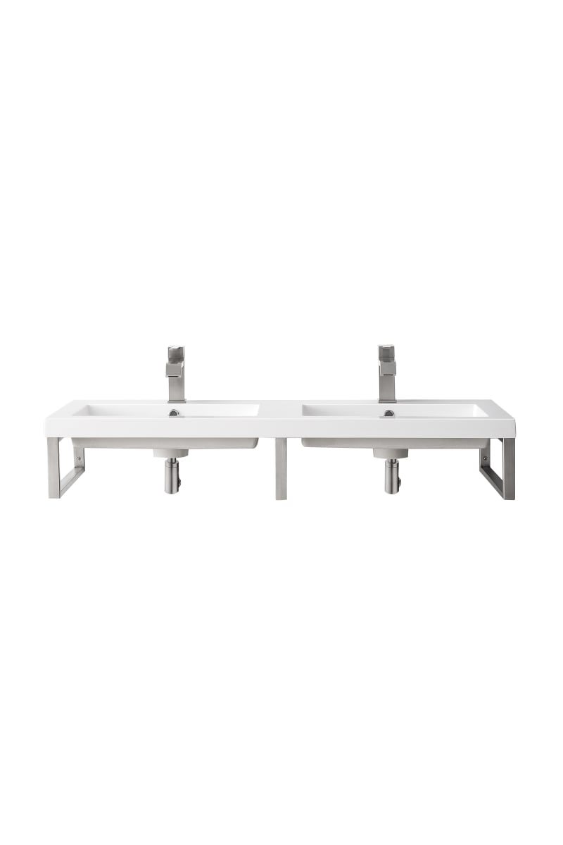 Picture of James Martin Furniture 055BK18BNK47WG2 18 in. Three Boston Wall Brackets Brushed Nickel with 47 in. White Glossy Composite Countertop