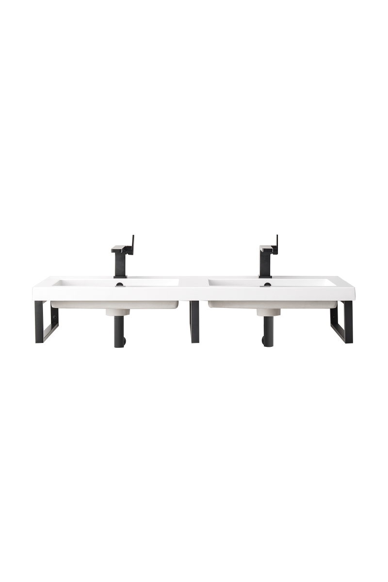 Picture of James Martin Furniture 055BK18MBK47WG2 18 in. Three Boston Wall Brackets Matte Black with 47 in. White Glossy Composite Countertop