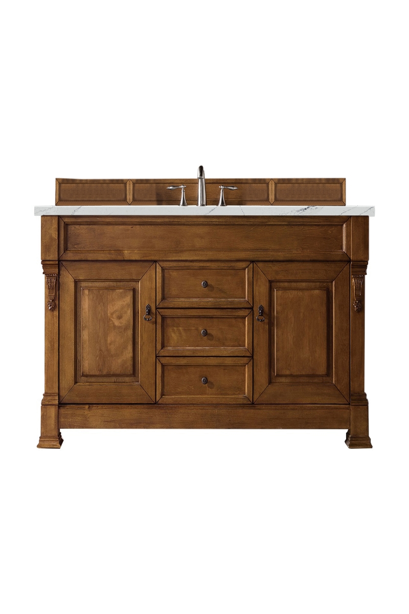 147-114-5371-3ENC 60 in. Brookfield Single Vanity with 3 cm Ethereal Noctis Quartz Top  Country Oak -  James Martin Vanities