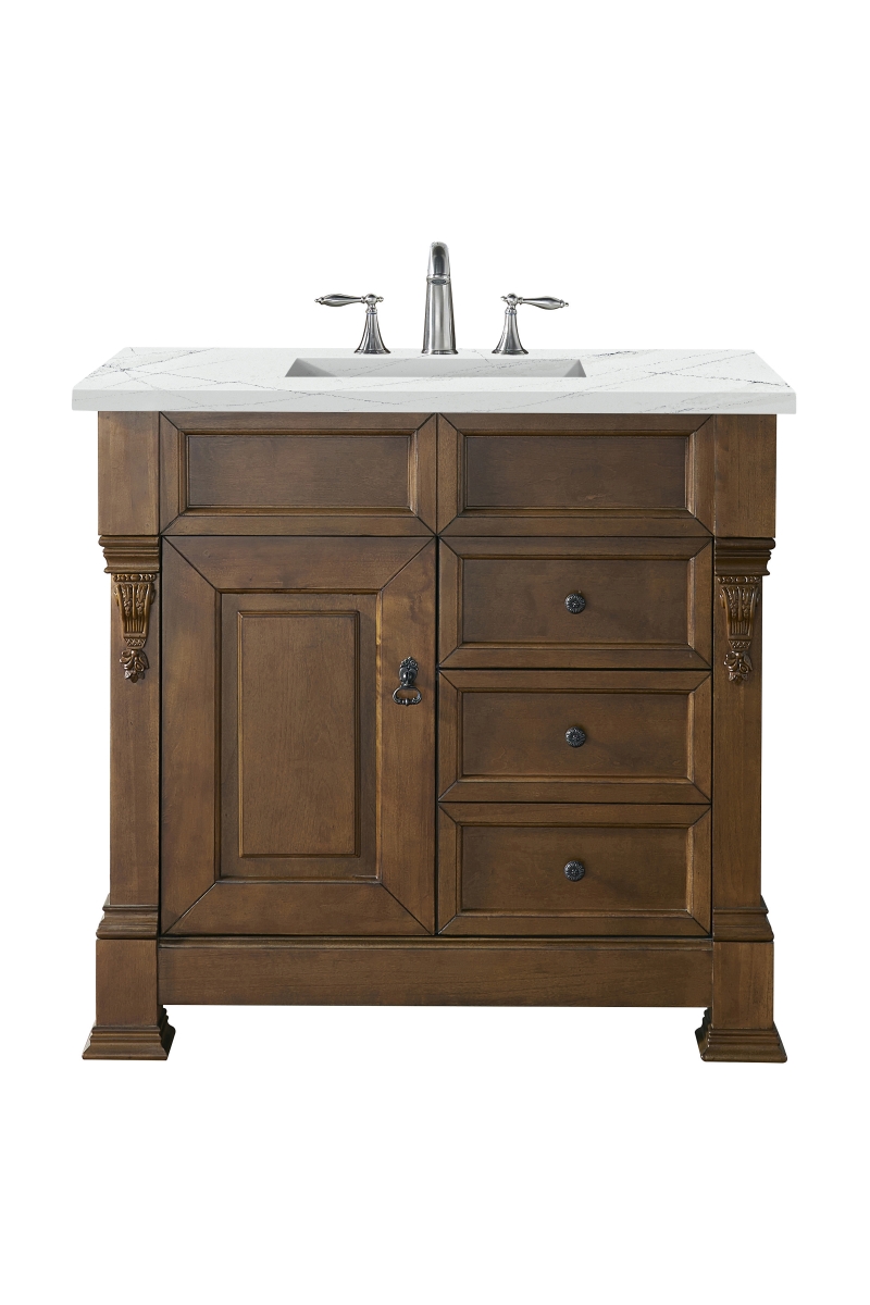 147-114-5576-3ENC 36 in. Brookfield Single Vanity with 3 cm Ethereal Noctis Quartz Top  Country Oak -  James Martin Vanities