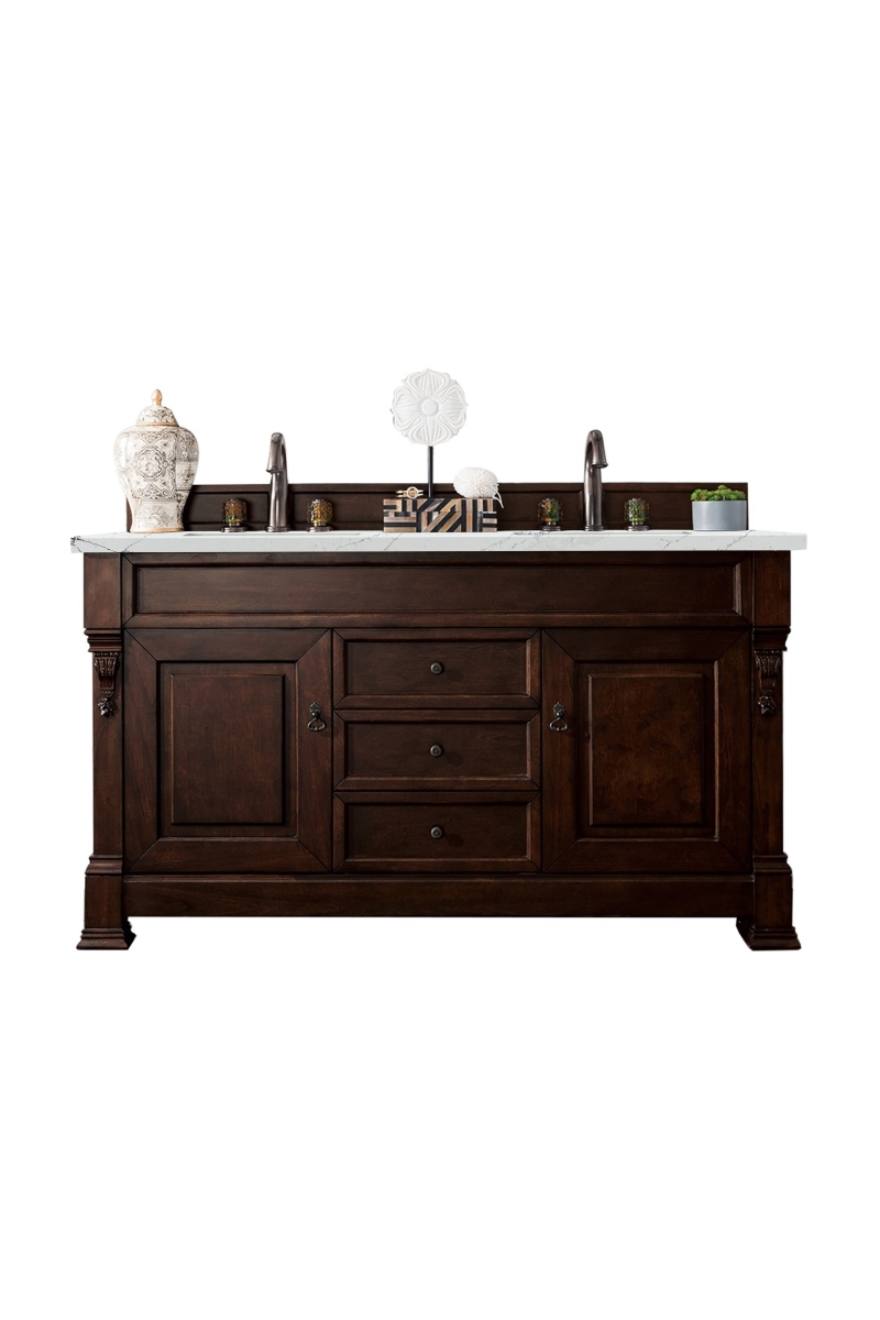 147-114-5661-3ENC 60 in. Brookfield Double Vanity with 3 cm Ethereal Noctis Quartz Top  Burnished Mahogany -  James Martin Vanities