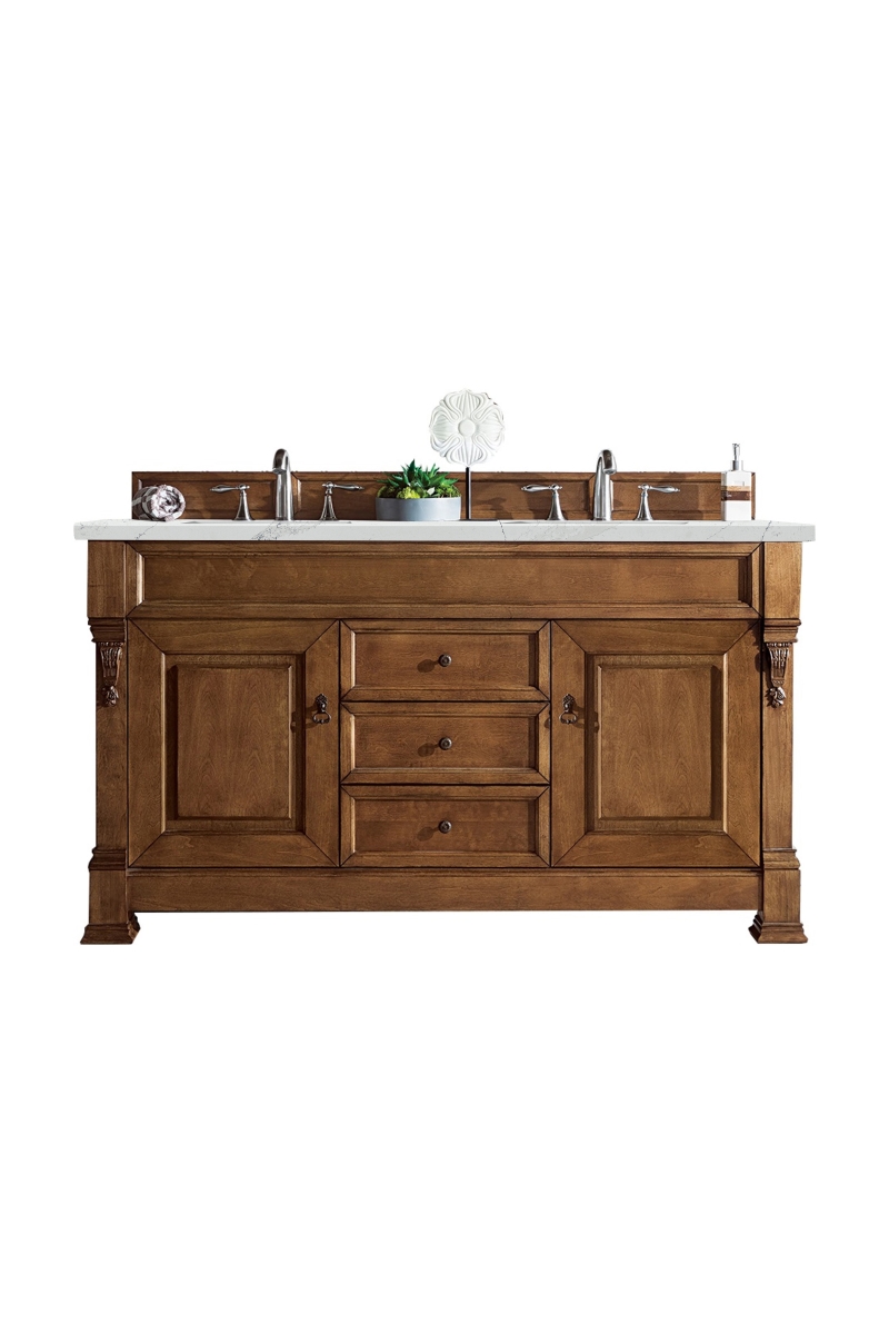 147-114-5671-3ENC 60 in. Brookfield Double Vanity with 3 cm Ethereal Noctis Quartz Top  Country Oak -  James Martin Vanities