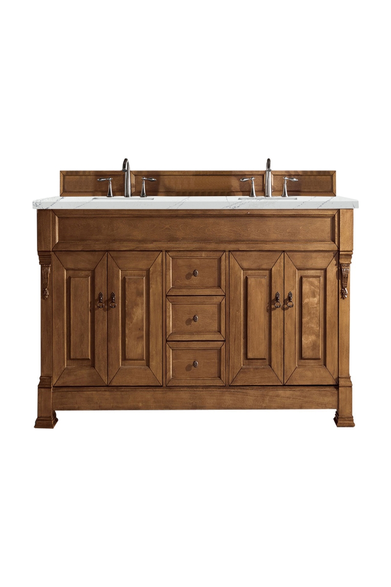 147-114-5771-3ENC 72 in. Brookfield Double Vanity with 3 cm Ethereal Noctis Quartz Top  Country Oak -  James Martin Vanities