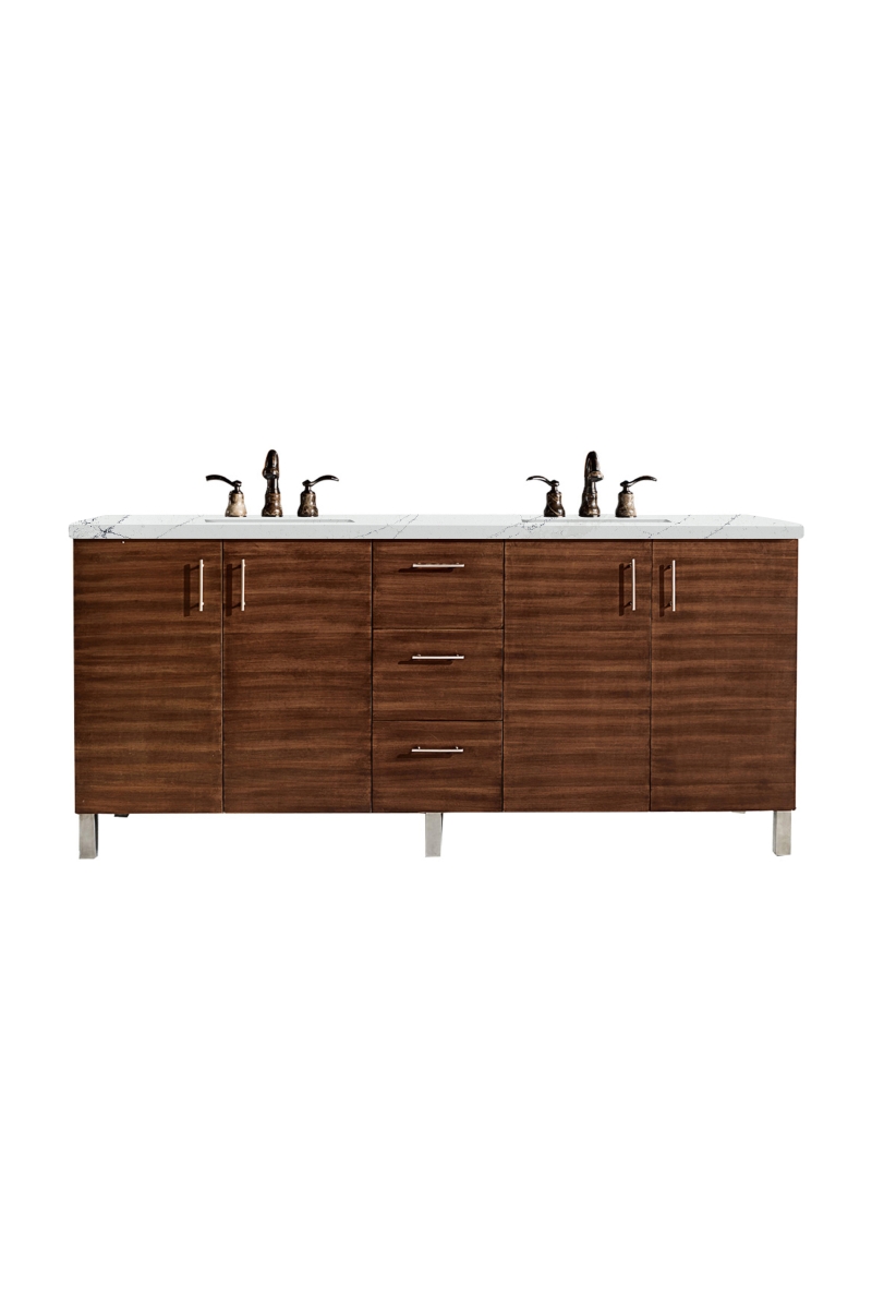 850-V72-AWT-3ENC 72 in. Metropolitan Double Vanity with 3 cm Ethereal Noctis Quartz Top  American Walnut -  James Martin Vanities