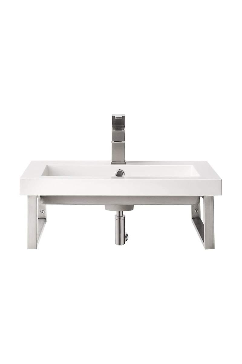 Picture of James Martin Furniture 055BK18BNK23.6WG2 18 in. Two Boston Wall Brackets with 23.6 in. White Glossy Composite Countertop, Brushed Nickel