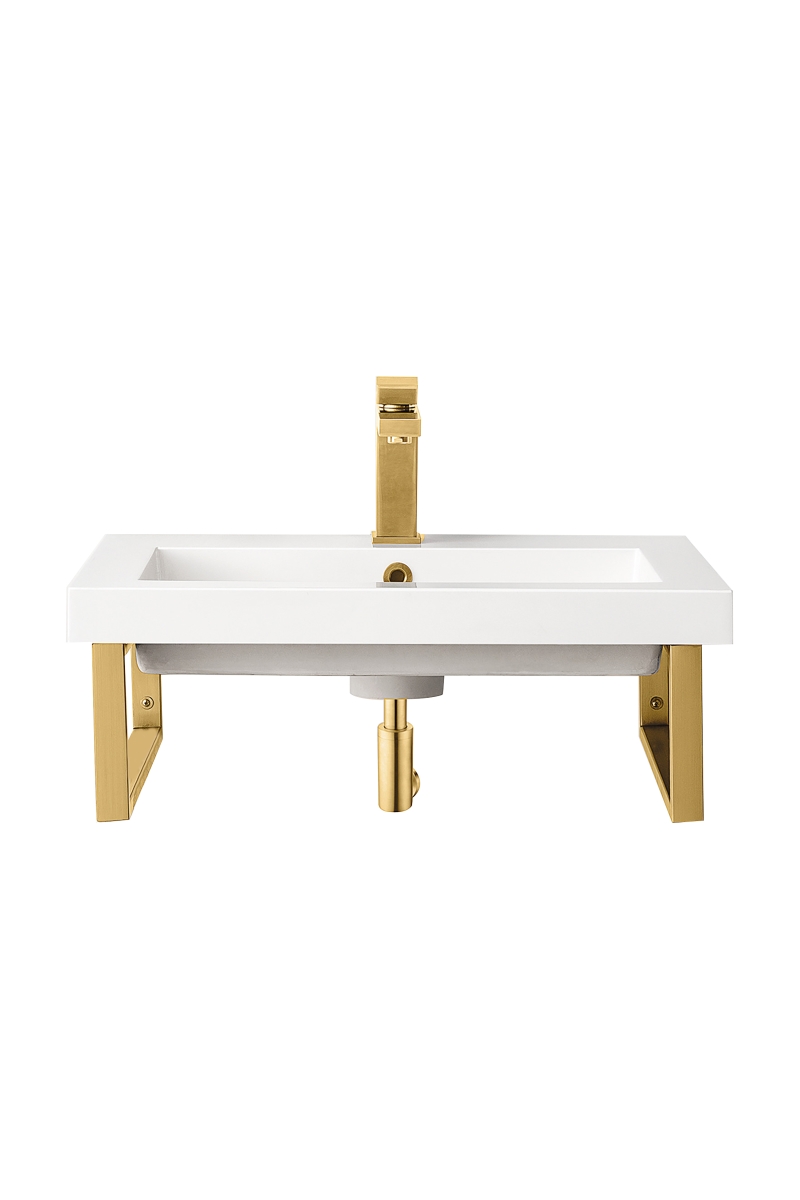 Picture of James Martin Furniture 055BK18RGD23.6WG2 18 in. Two Boston Wall Brackets with 23.6 in. White Glossy Composite Countertop, Radiant Gold