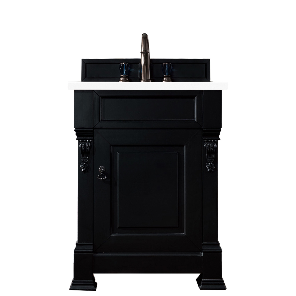 147-114-V26-AQB-3WZ 26 in. Brookfield Single Vanity with 3CM White Zeus Quartz Top  Antique Black -  James Martin Vanities