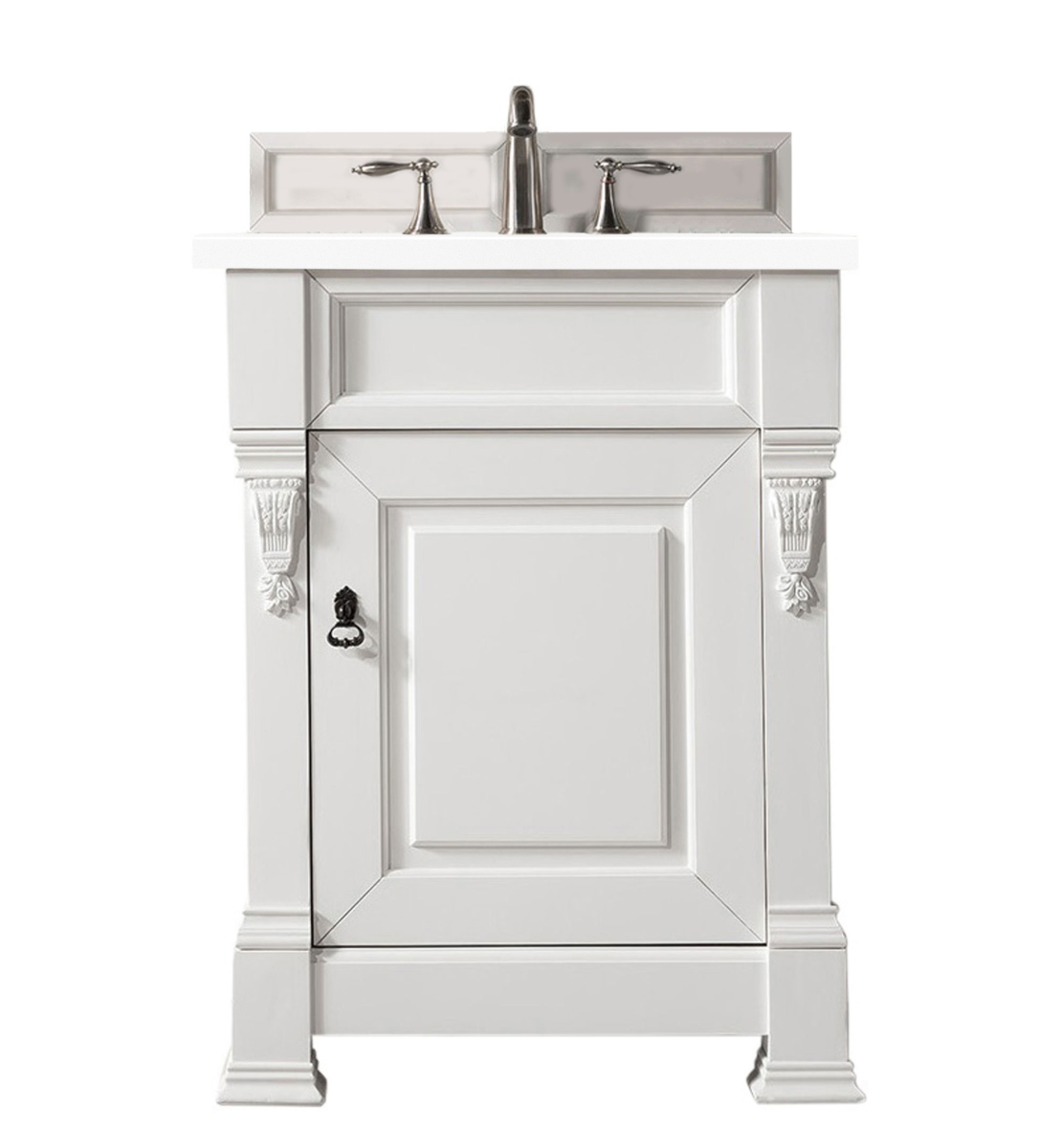 147-V26-BW-3WZ 26 in. Brookfield Single Vanity with 3CM White Zeus Quartz Top  Bright White -  James Martin Vanities