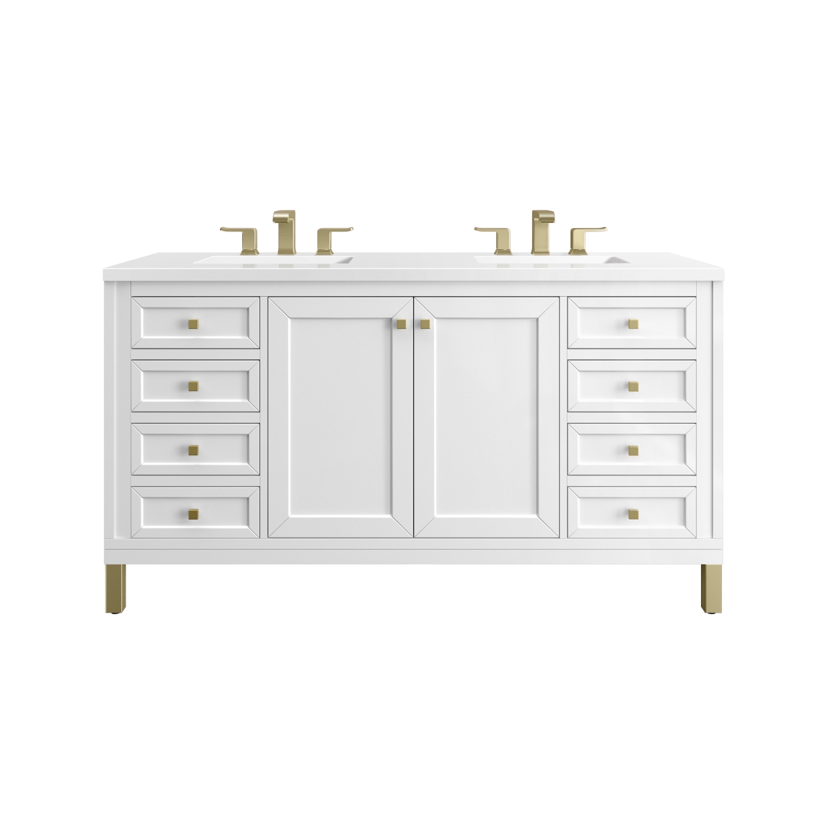 305-V60D-GW-3WZ 60 in. Chicago Double Vanity with 3CM White Zeus Top, Glossy White -  James Martin Furniture