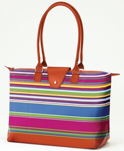 Long Handle Fold-Up Bag - Orange & Black