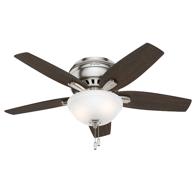 Picture of Hunter 51082 42 in. Dark Walnut Reversible 5-Blade Newsome Low Profile Ceiling Fan with Light, Brushed Nickel - Medium