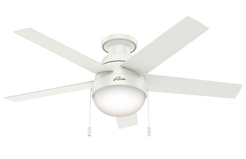 46 in. Reversible 5-Blade Anslee Low Profile Ceiling Fan with Light, Fresh White & Natural Wood