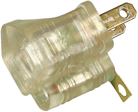 125 Volt 3-To-2 Clear Grounding Adapter with light Indicator Light