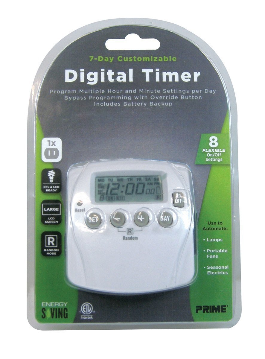 Picture of Prime TND002 1-Outlet Digital Timer with 8 Customizable 7-Day Settings&#44; White