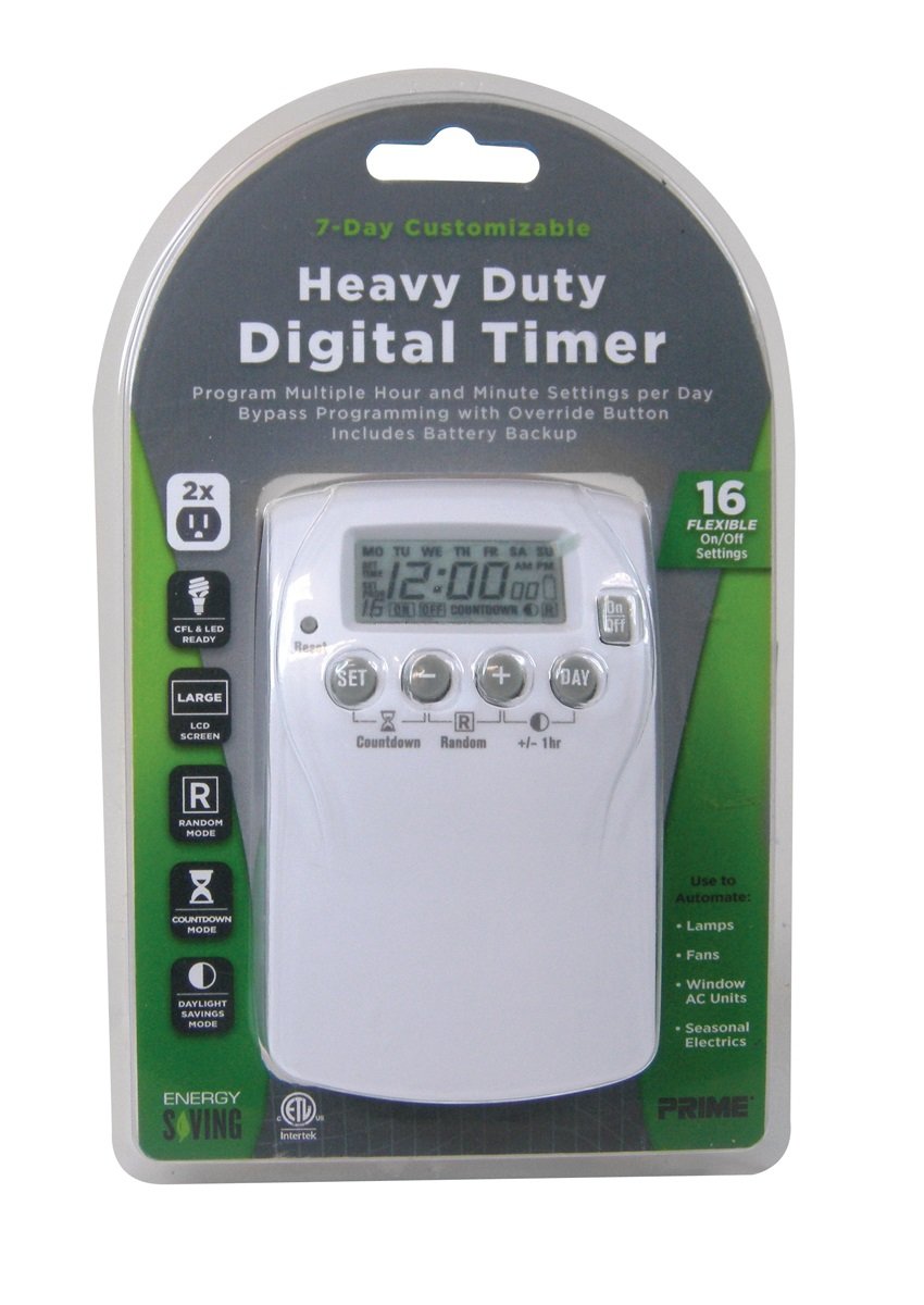 Picture of Prime TNDHD002 2-Outlet Heavy Duty 7-Day Indoor Digital Timer with 16 Customizable Programs&#44; White