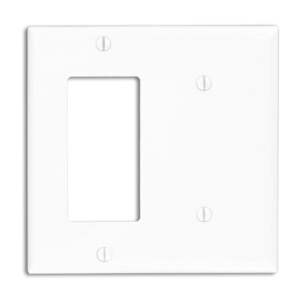 4.5 x 4.56 in. 2 Gang 1 Blank Thermoplastic Nylon Decor Wall Plate, White