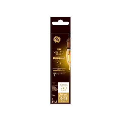 36764 4 watts E12 CAC Amber Glass LED Dimmable Vintage Style LED Dimmable Light Bulb - Warm White