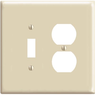 Leviton R51-0PJ18-00I 2-Gang Ivory 1 Toggle 1 Duplex Device Wall Plate