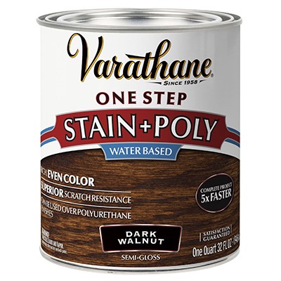 1 qt. One Step Water-Based Stain & Polyurethane - Dark Walnu