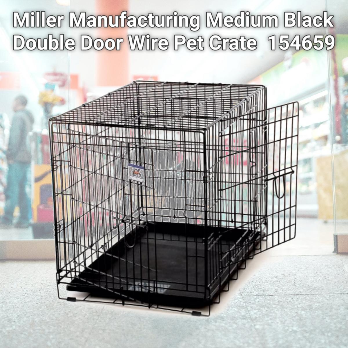Picture of Miller Manufacturing Medium Black Double Door Wire Pet Crate  154659