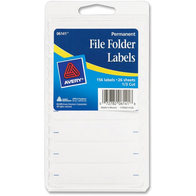 Picture of Avery 06-141 Avery 06-141 2.75 in. X .625 in. White File Folder Labels 156 Count - Pack of 6