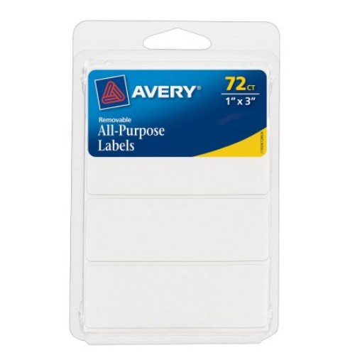 Picture of Avery 06728 Avery 06728 1 in. X 3 in. Rectangular White Removable Labels 72 Count - Pack of 6