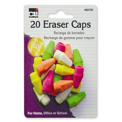 Picture of Charles Leonard Inc 80792 Charles Leonard Inc 80792 Eraser Caps Assorted Neon Colors 20 Count