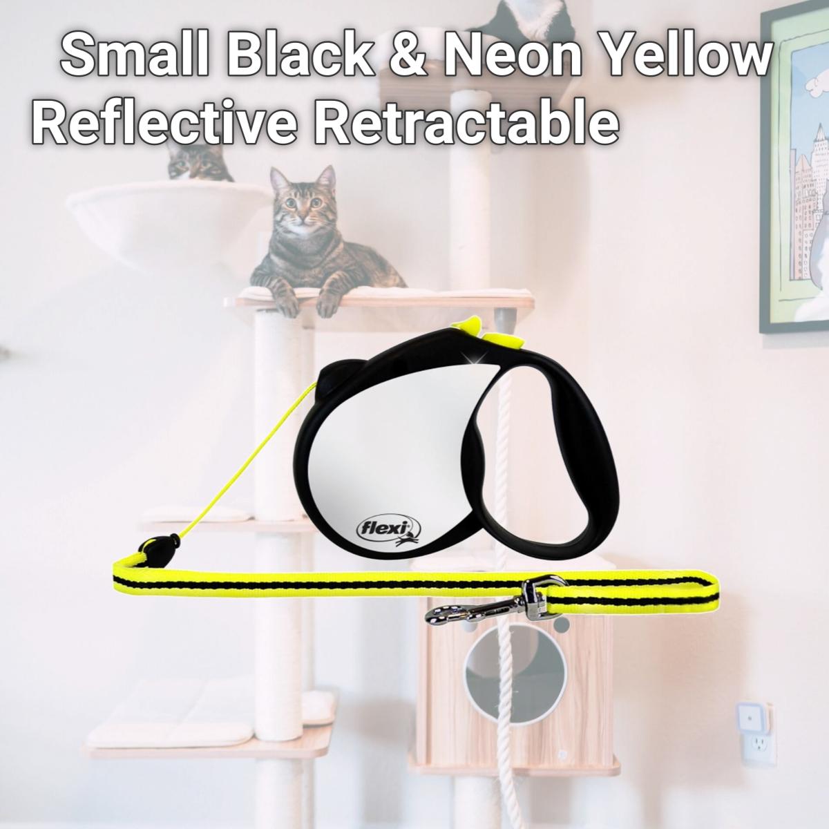 Picture of Flexi North America Llc RFLCT S Small Black & Neon Yellow Reflective Retractable