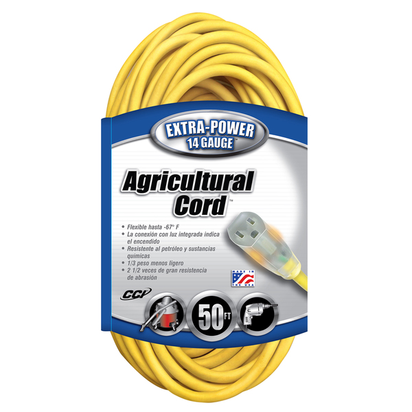 Picture of Coleman Cable 14580002 50 ft. 4.6 Gauge Agricultural Extension Cord&#44; Yellow