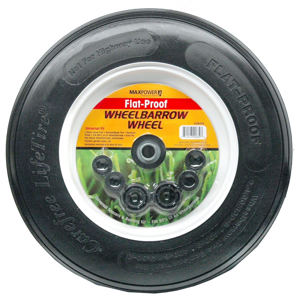 Picture of Maxpower Precision Parts 335278 Wheelbarrow Wheel Flat Proof&#44; Black