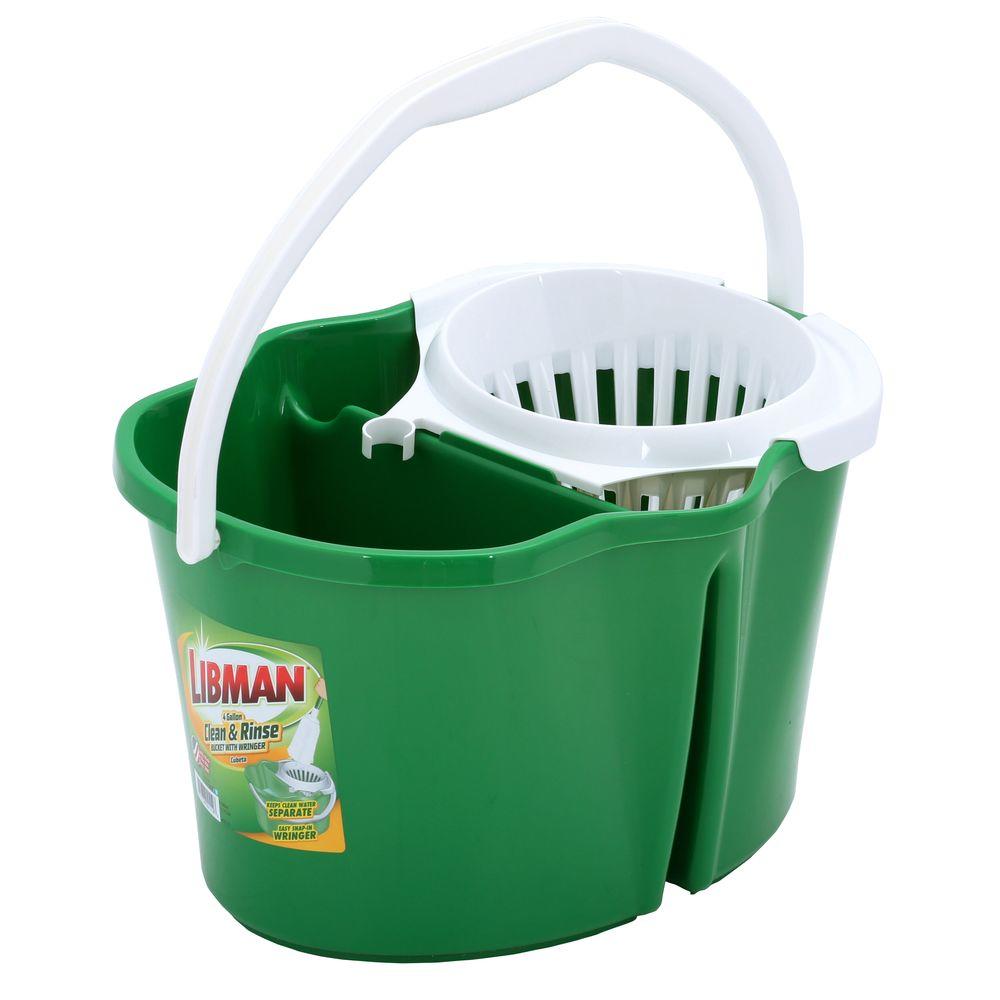 Mop Bucket and Wringer,  Green/White,  Polypropylene