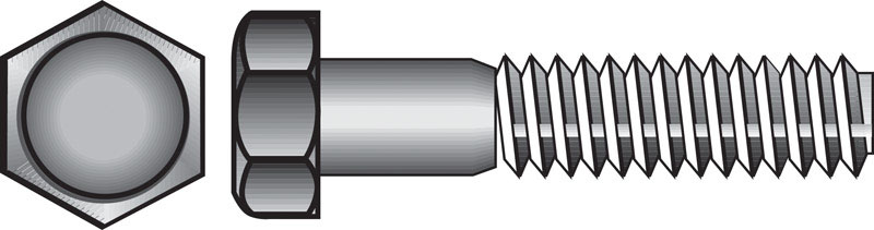0.38 x 2 in. USS Hex Bolts  Zinc