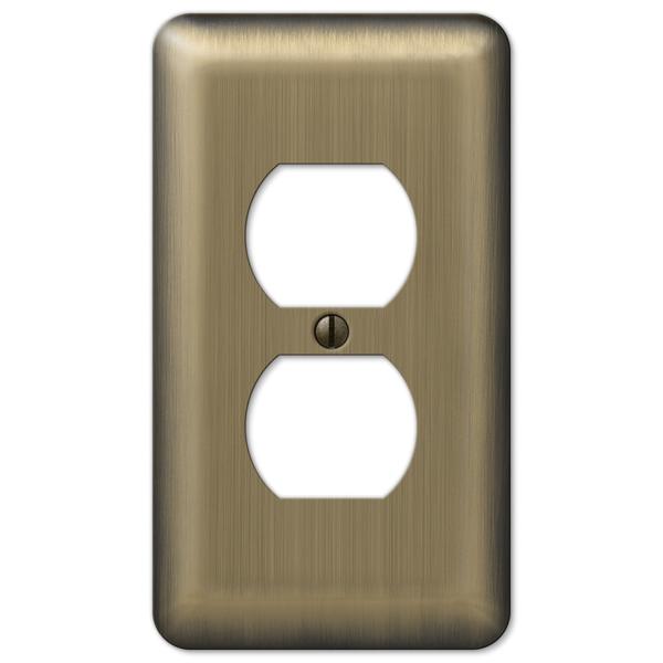154D Devon Brushed Brass Steel - 1 Duplex Outlet Wallplate
