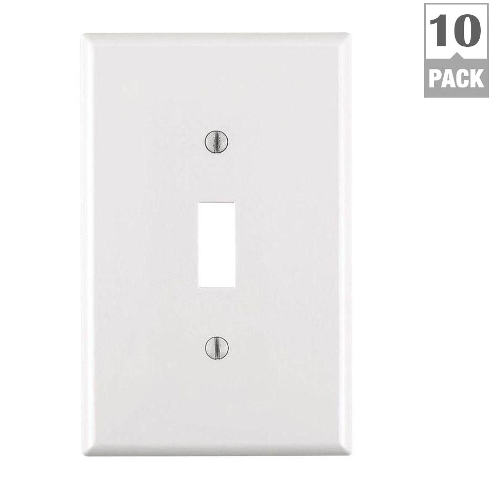 Leviton M52-PJ1-WM 3.12 x 4.8 in. 1 Gang Midway White Toggle Wall Plate