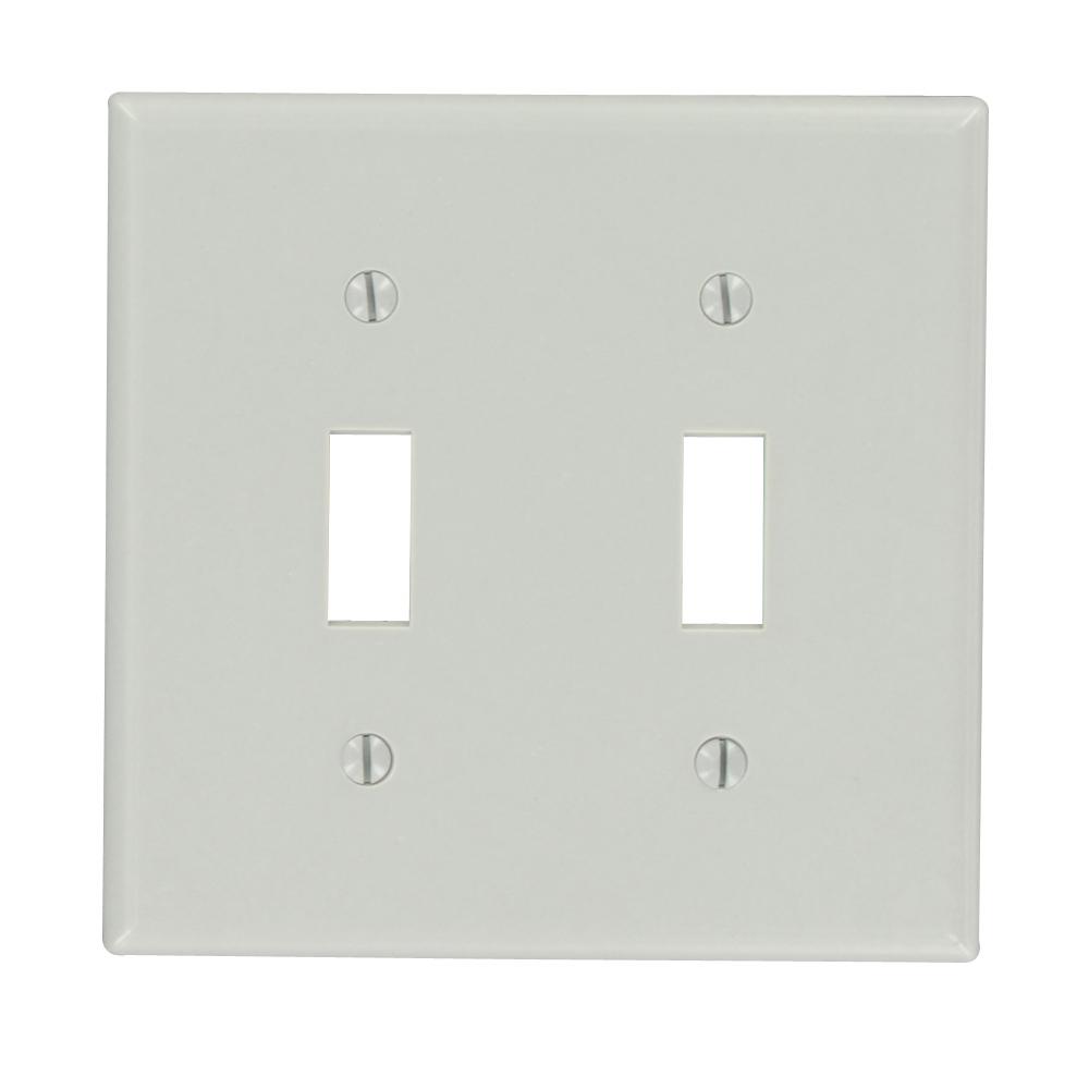 4.56 x 4.5 in. 2 Gang Standard Gray Toggle Wall Plate, Gray