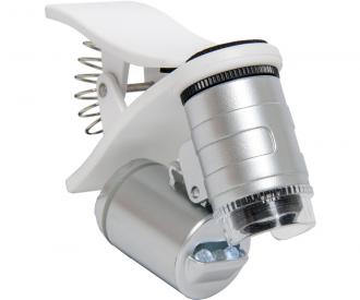 Picture of Hydrofarm AEM60C 60X Active Eye Universal Phone Microscope with Clamp&#44; White & Silver
