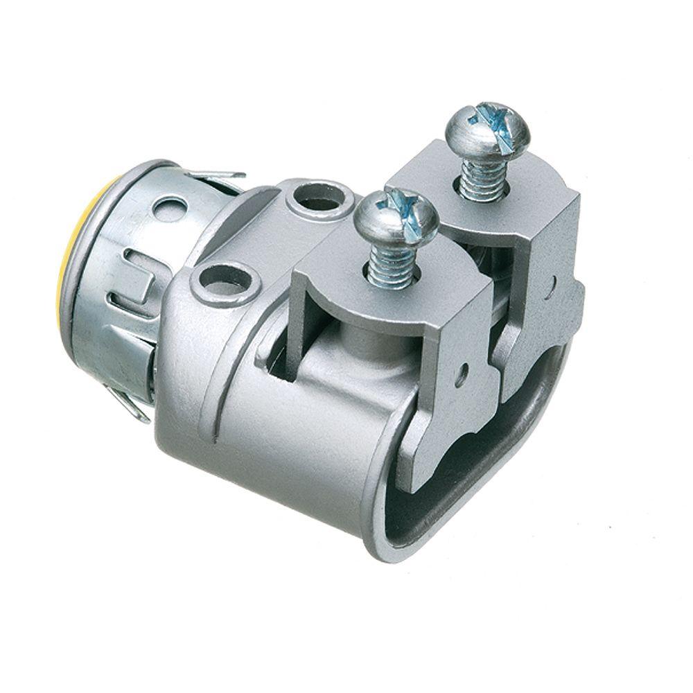 Picture of Arlington Industries SG3838AST-1 0.37 in. 90 deg Zinc Snap-Tite Duplex Saddlegrip Connector with Insulated Throat