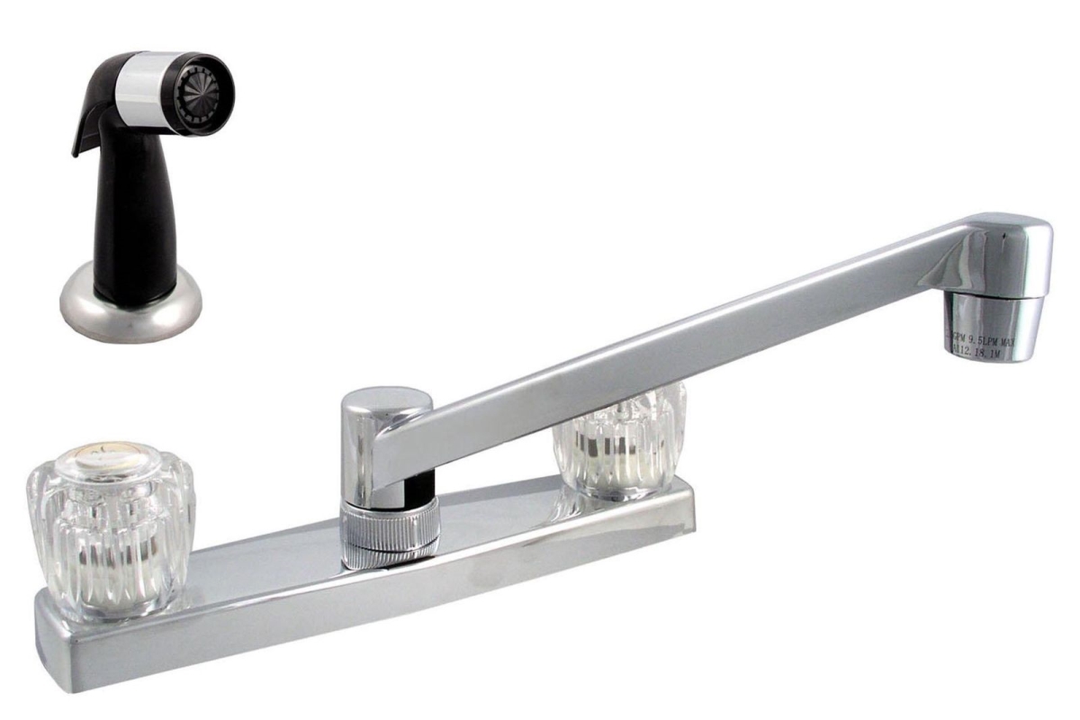 Picture of LDR 012 3405CP-CG Acrylic 2-Handle & Chrome Kitchen Faucet with Black Side Sprayer Kit